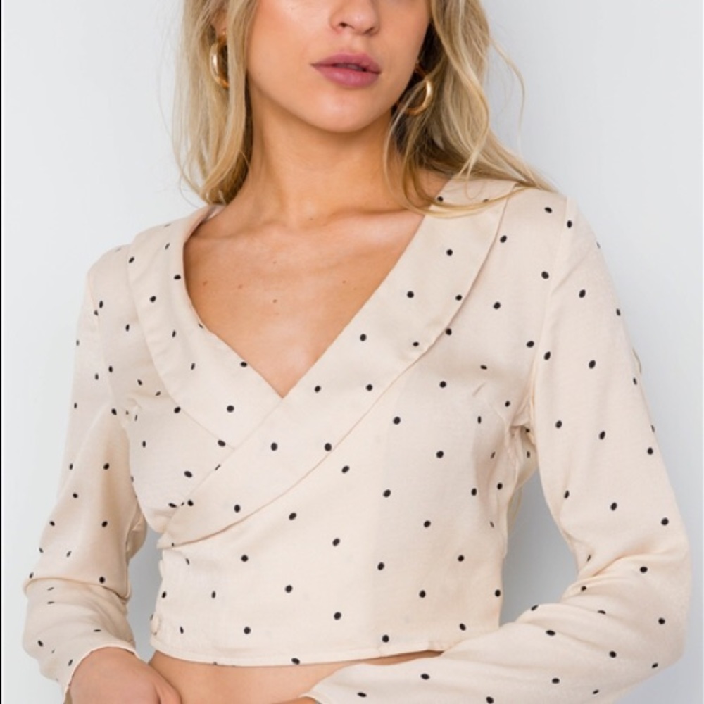 Cream Polka Dot Crop Top